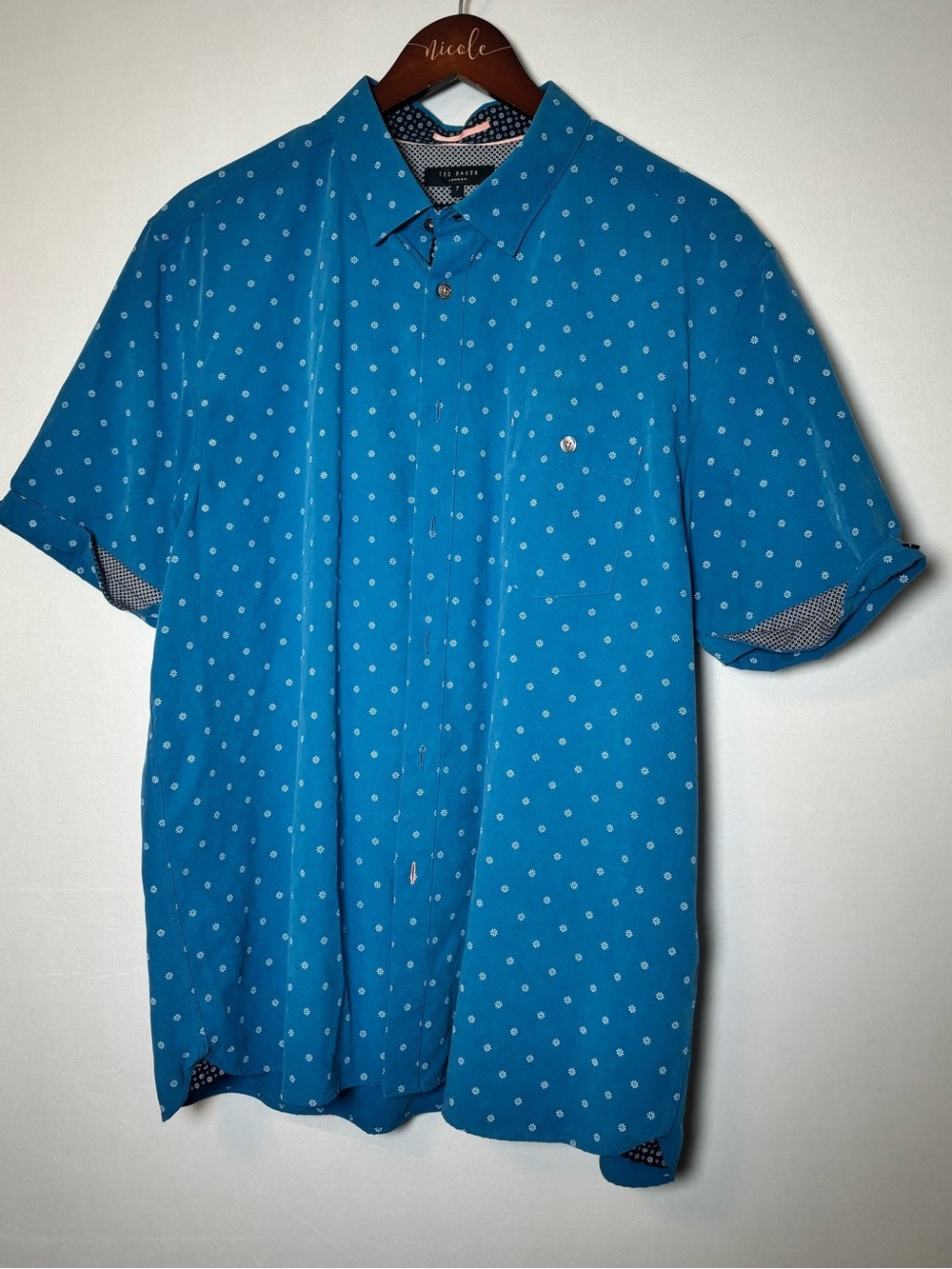 Ted Baker Men's Blue Floral Short Sleeve Casual Button Down Shirt Top Size 3XL